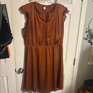 Old Navy Women's Lightweight Rust Brown Ruffle Sleeve Dress